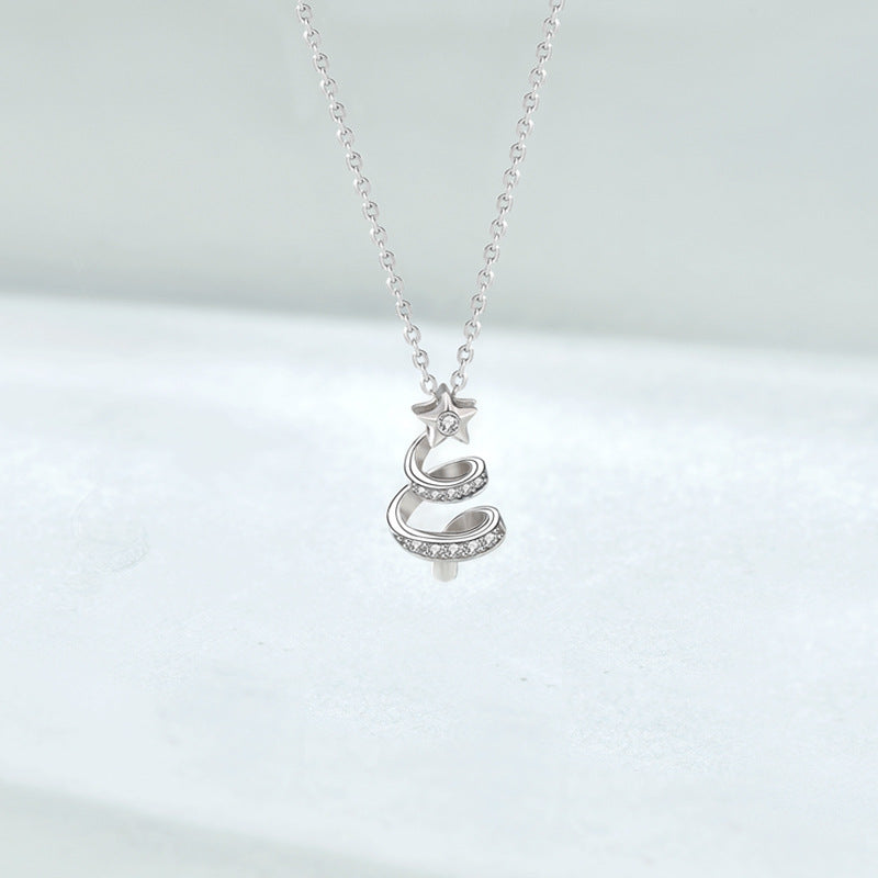 Blingrunway s925 lucky shooting star Christmas tree necklace