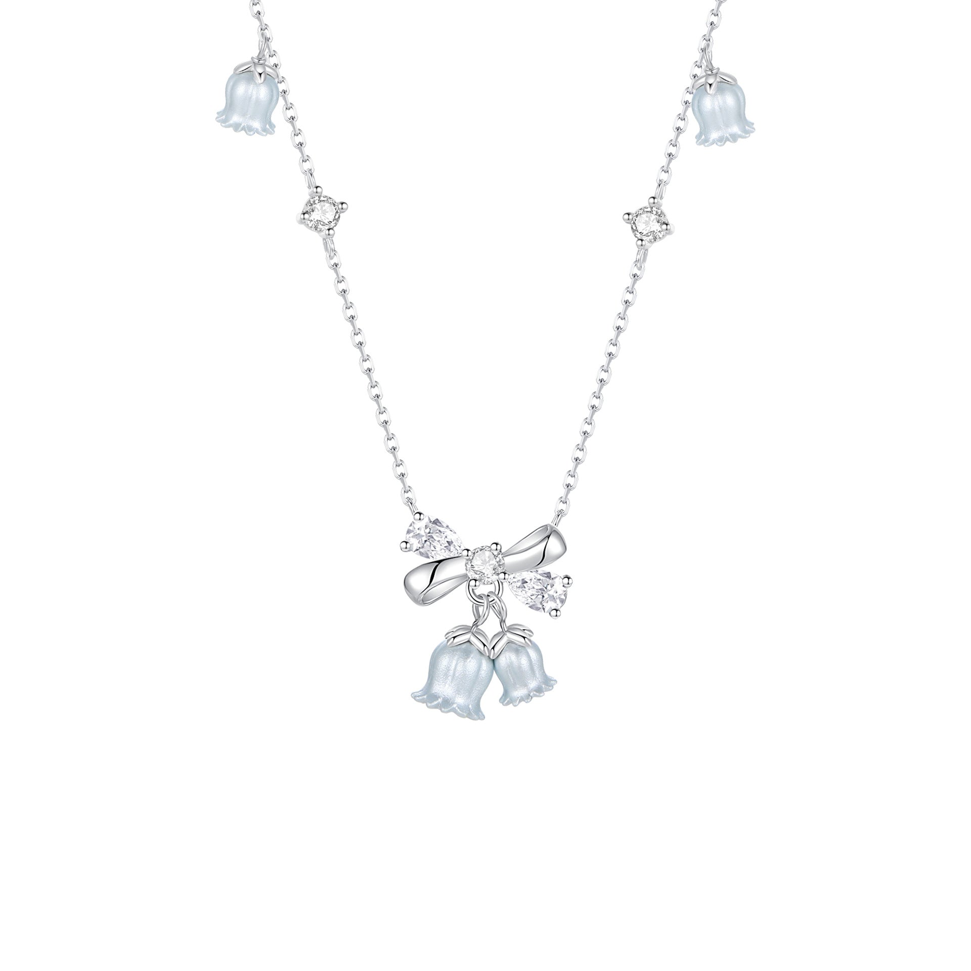 Aurora Series Bow and lily of the valley s925 necklace