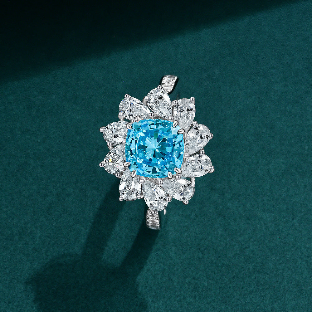 Blingrunway S925 Ocean Love Sea Blue Ring