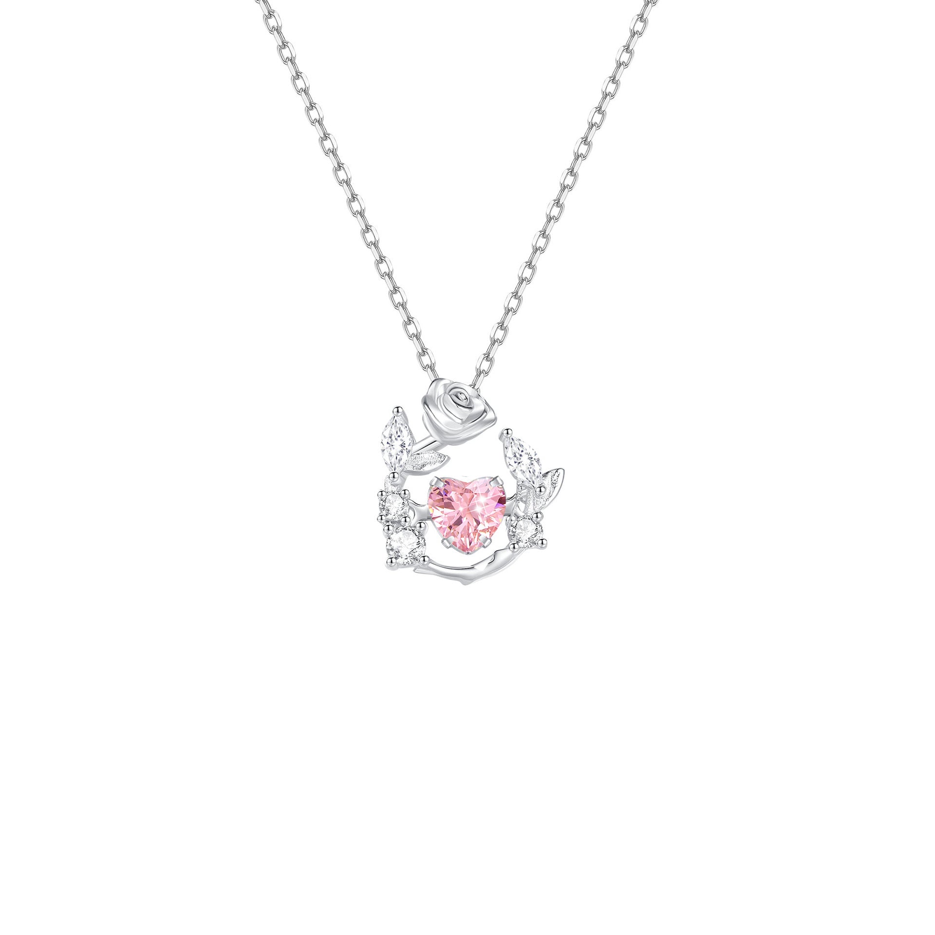 Blingrunway S925 diamond fantasy rose wreath necklace