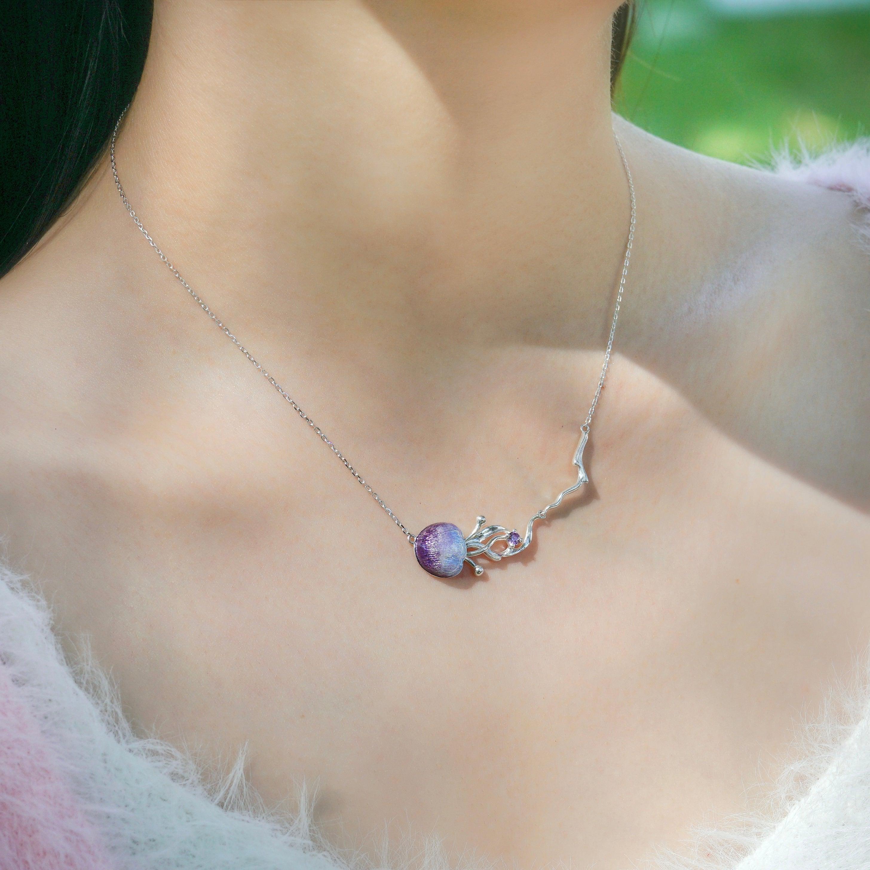 Starry Sky Enamel Jellyfish S999 Sterling Silver Necklace