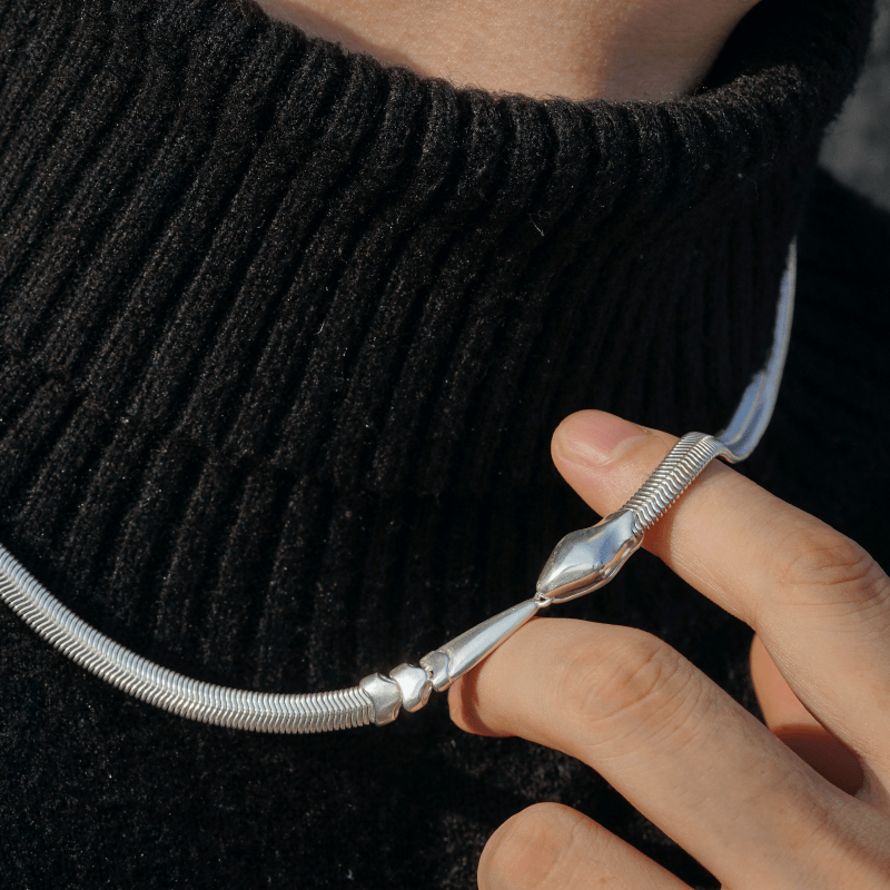 Two-Wear "Silver Ouroboros" Snake Necklace