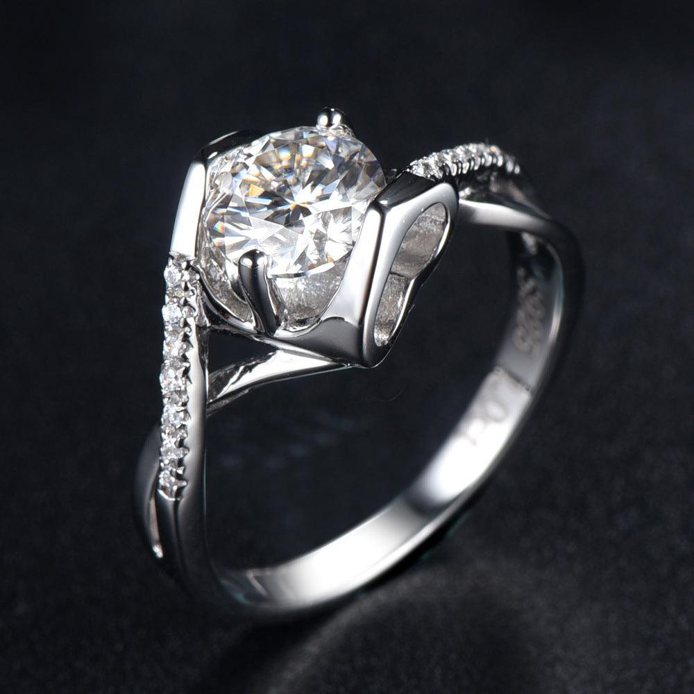 Bling Runway Classic Angel Kiss Inlaid 1 Carat Moissanite handmade Silver Ring-BlingRunway