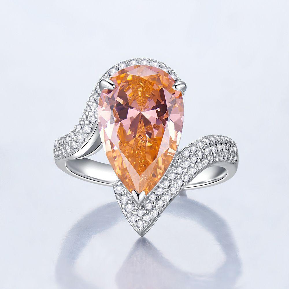 Deluxe Inlaid Droplet Synthetic Gem S925 Sterling Silver Ring-BlingRunway