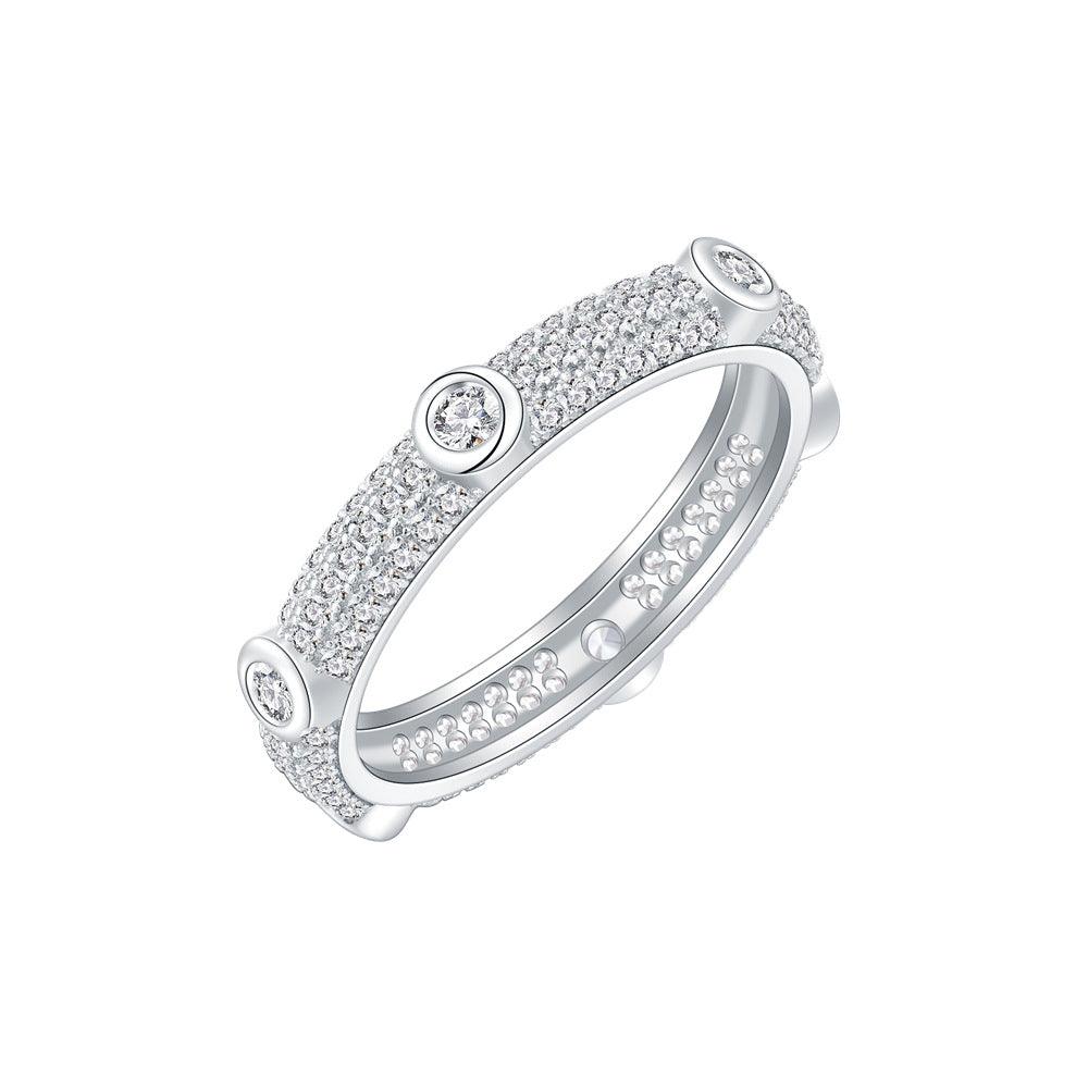Simple Style Micro Set Diamond S925 Sterling Silver Ring-BlingRunway