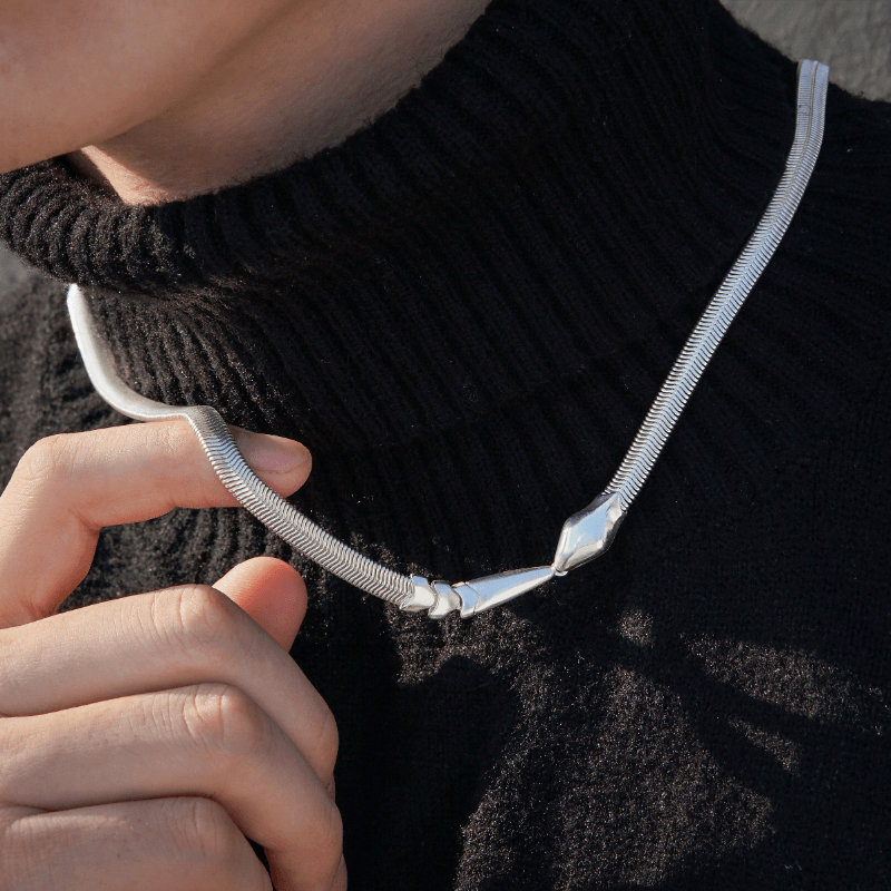 Two-Wear "Silver Ouroboros" Snake Necklace