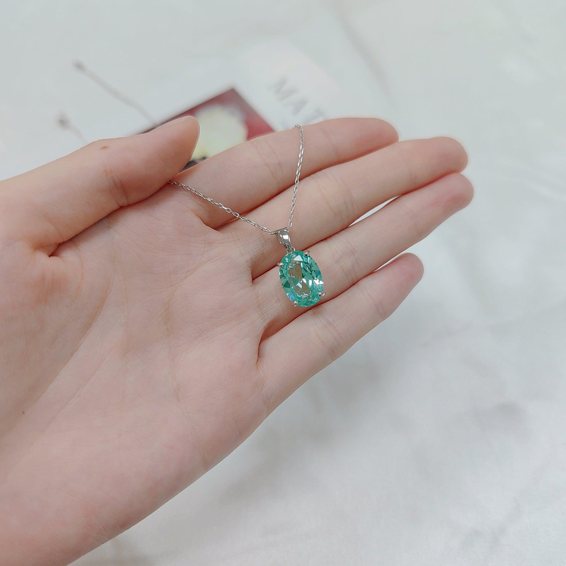Bling Runway s925 simple green spinel necklace