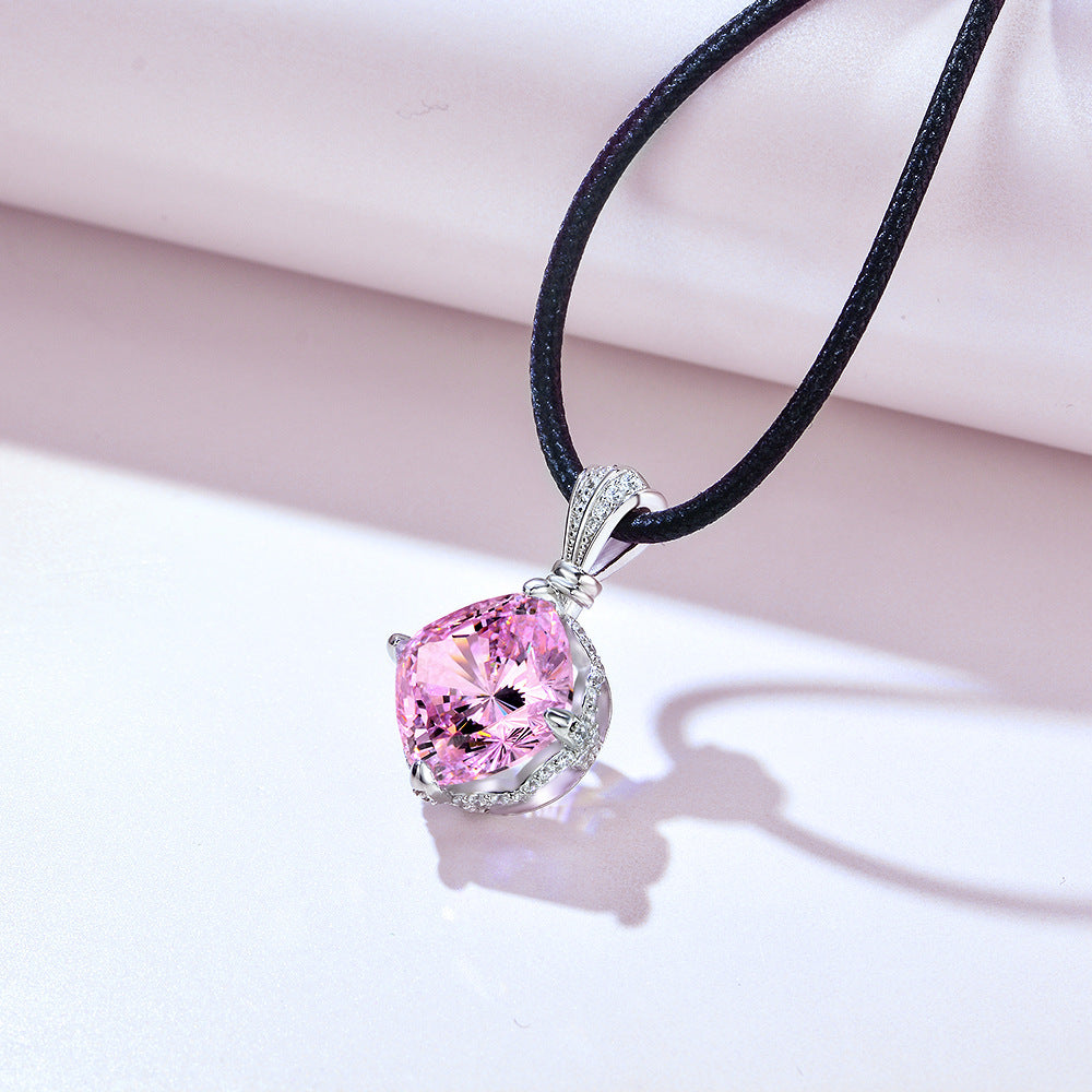 Blingrunway High Carbon Pink Diamond Pendant