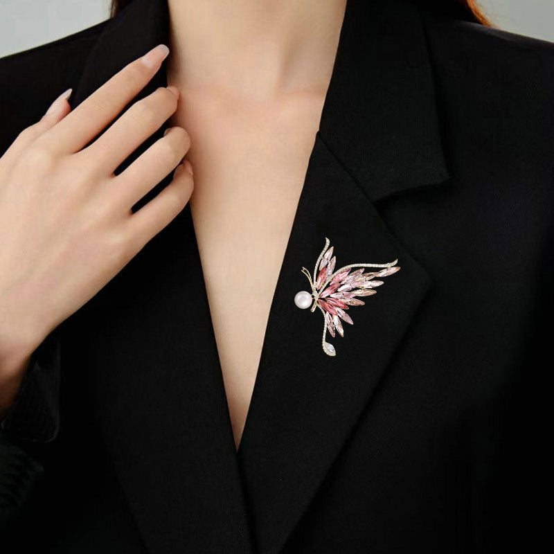 Blingrunway S925 crystal butterfly brooch