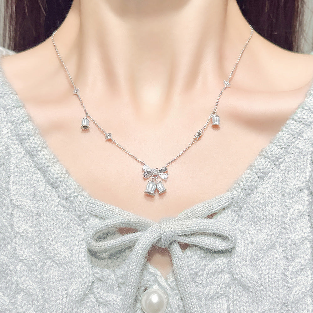 Aurora Series Bow and lily of the valley s925 necklace