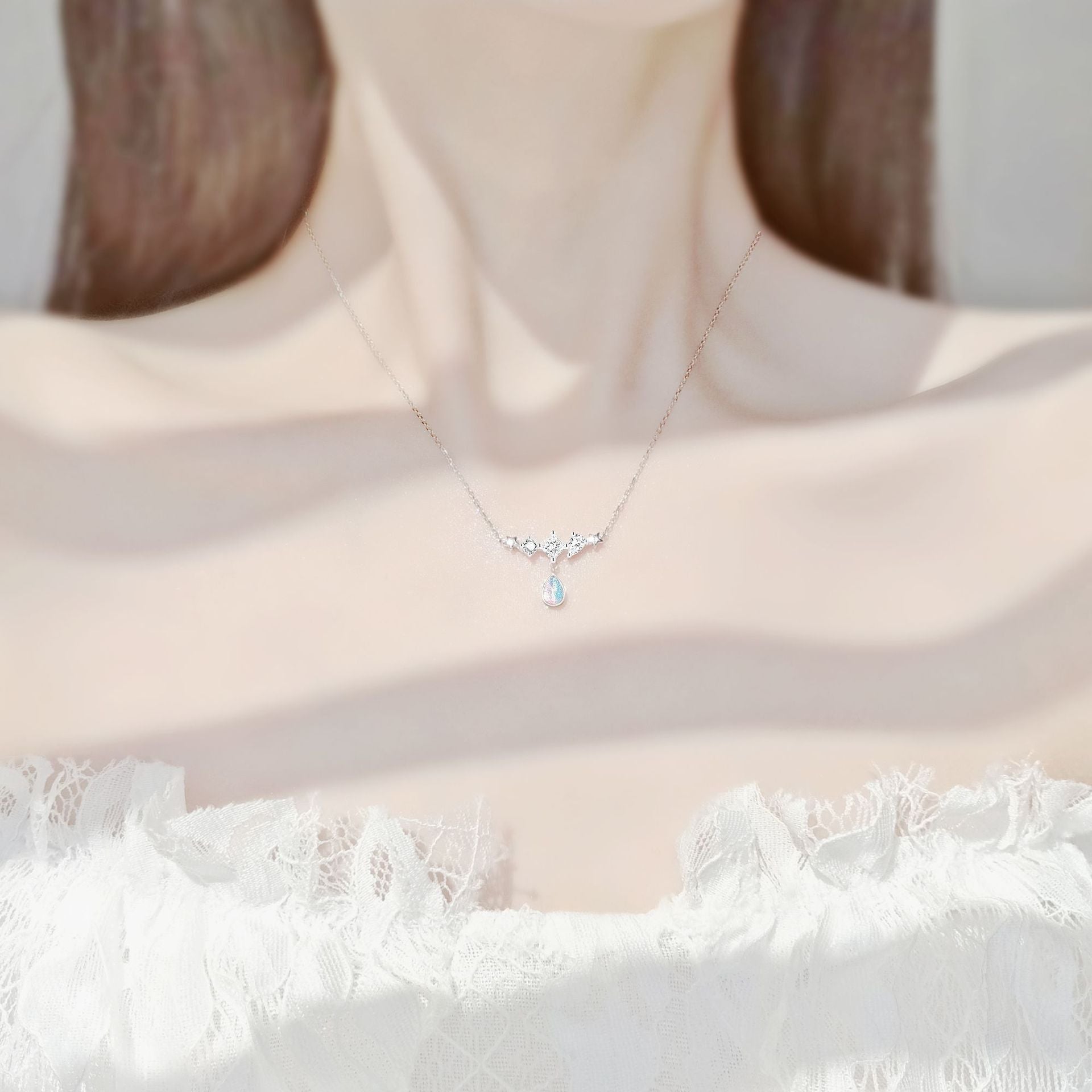 Aurora Series Mermaid Teardrop s925 Necklace