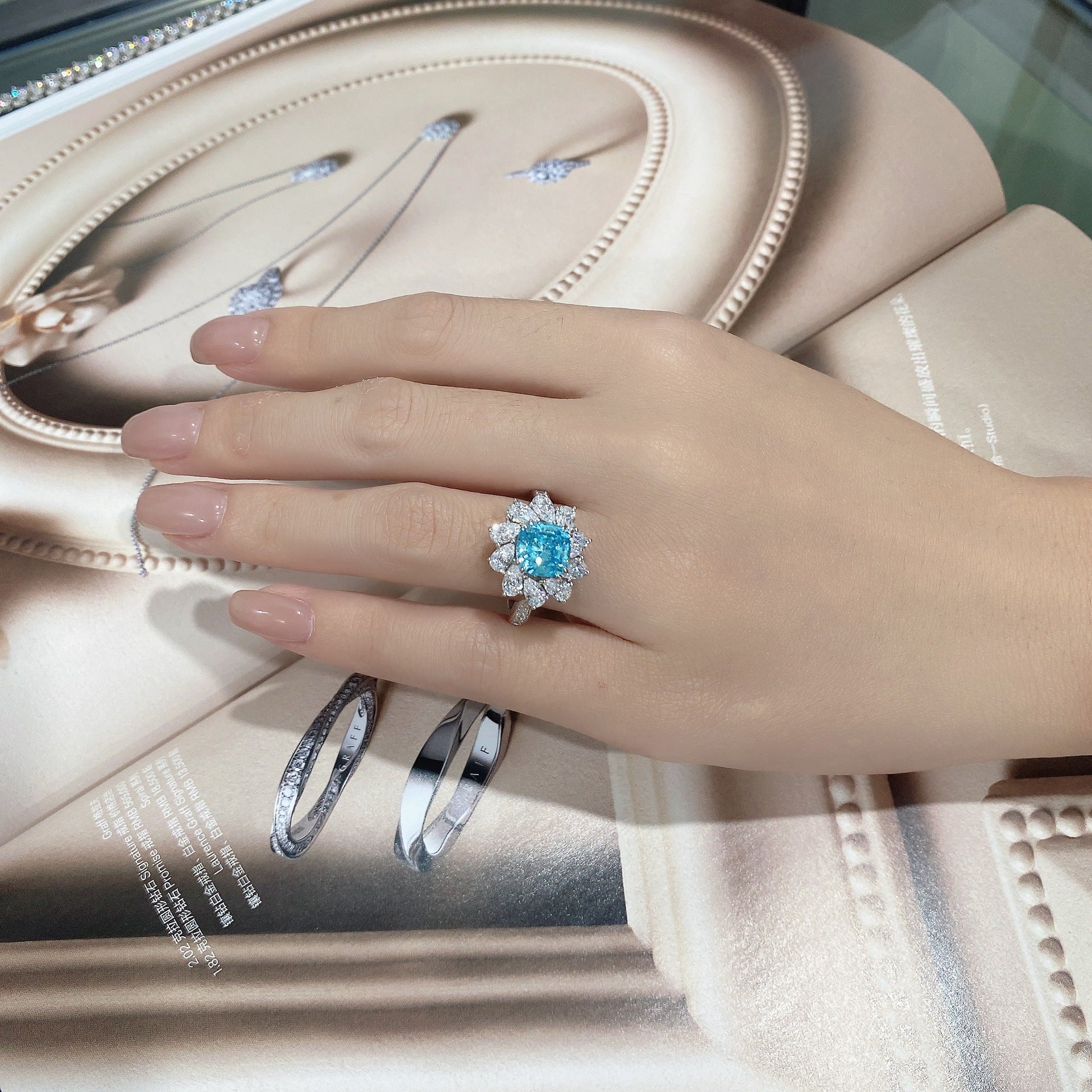 Blingrunway S925 海洋之爱海蓝色戒指