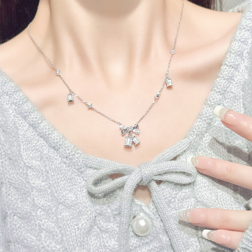 Aurora Series Bow and lily of the valley s925 necklace