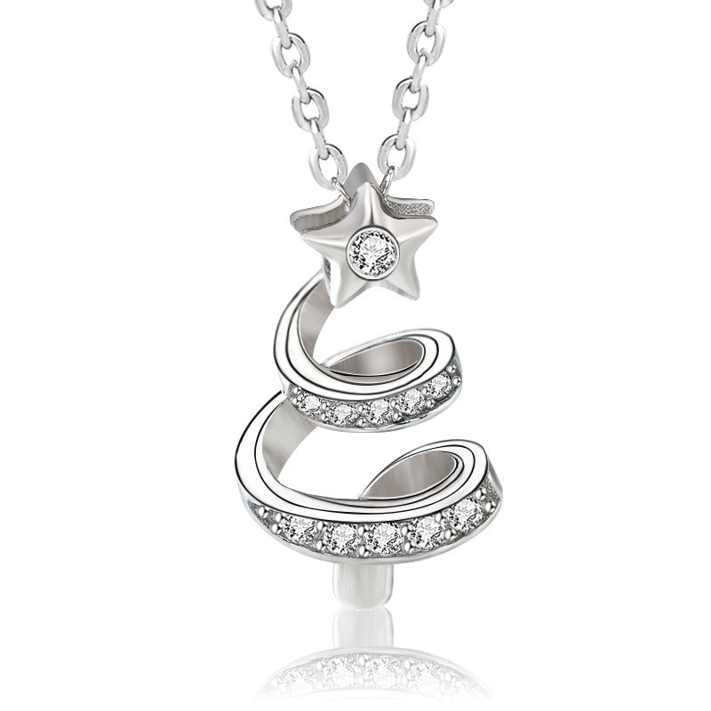 Blingrunway s925 lucky shooting star Christmas tree necklace