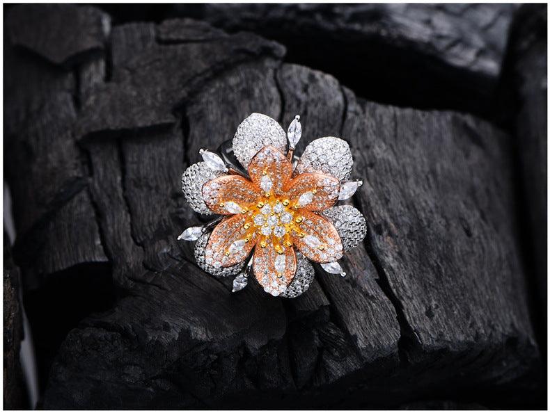 Zircon Flower Handmade Series S925 Sterling Silver Ring