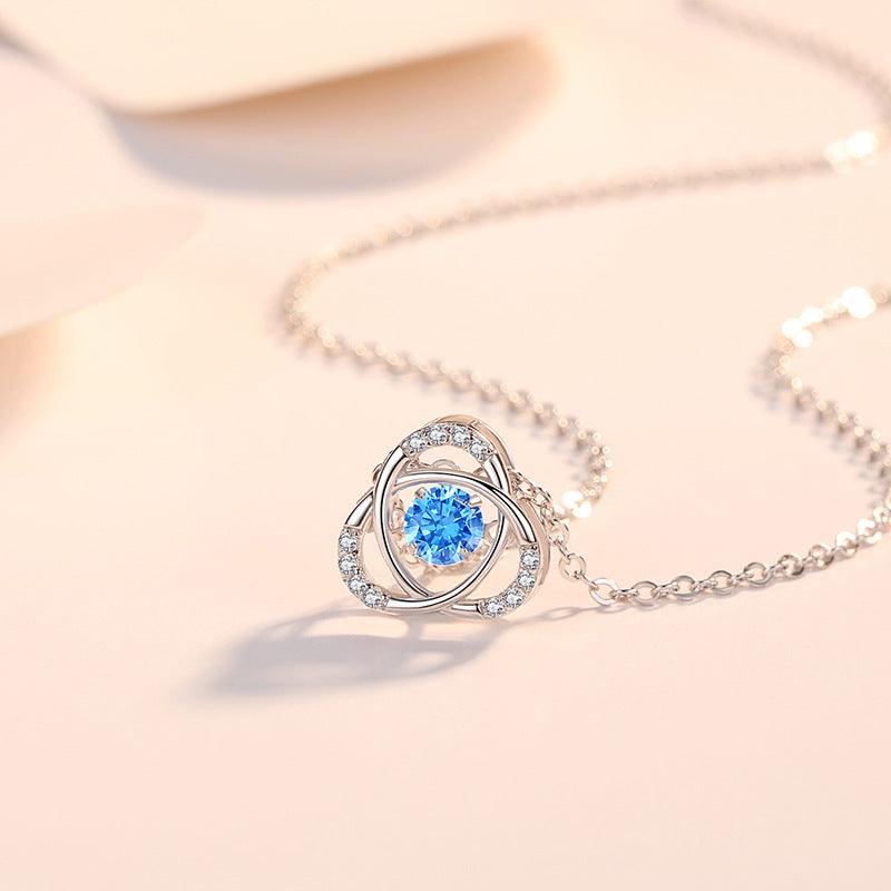 Blue Clover Pendant S925 Sterling Silver Necklace