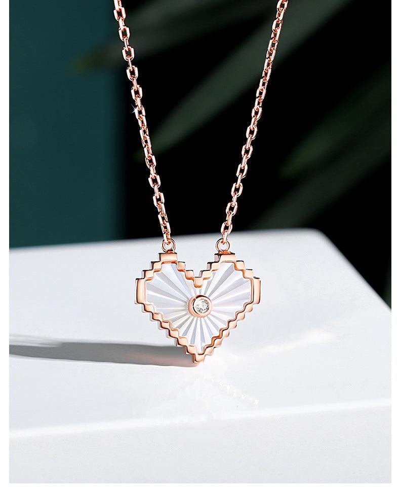 Mosaic Heart Pendant S925 Sterling Silver Necklace