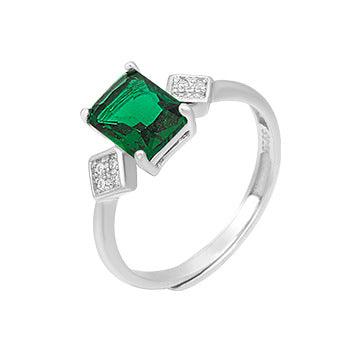 Square Coloured Stone Handmade Silver Ring-BlingRunway