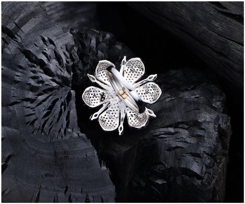 Zircon Flower Handmade Series S925 Sterling Silver Ring
