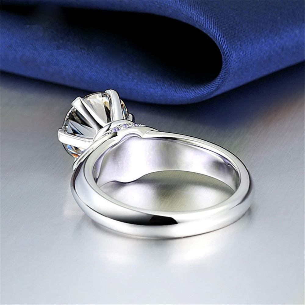 Classic Super Flash Zircon Handmade Silver Ring