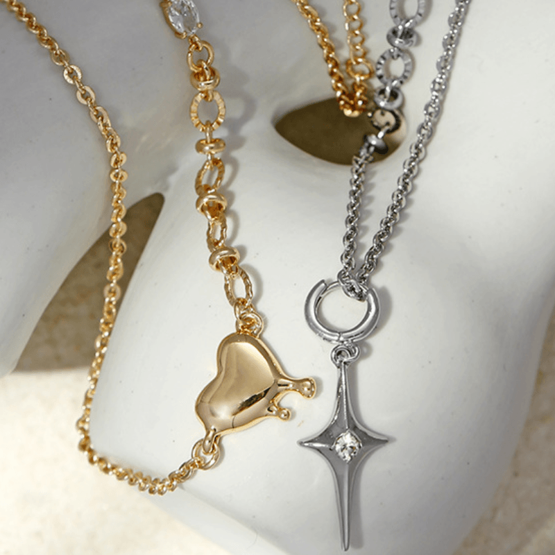 Heart Four-pointed Star Layered Fashion Necklace
