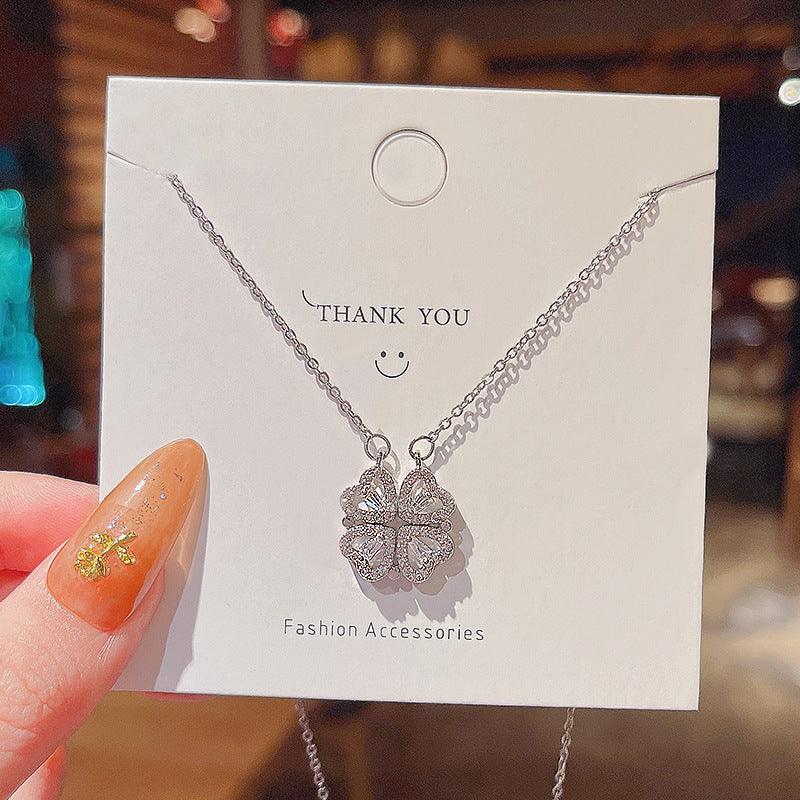 Bling Runway Heart zircon magnetic pendant tiktok necklace