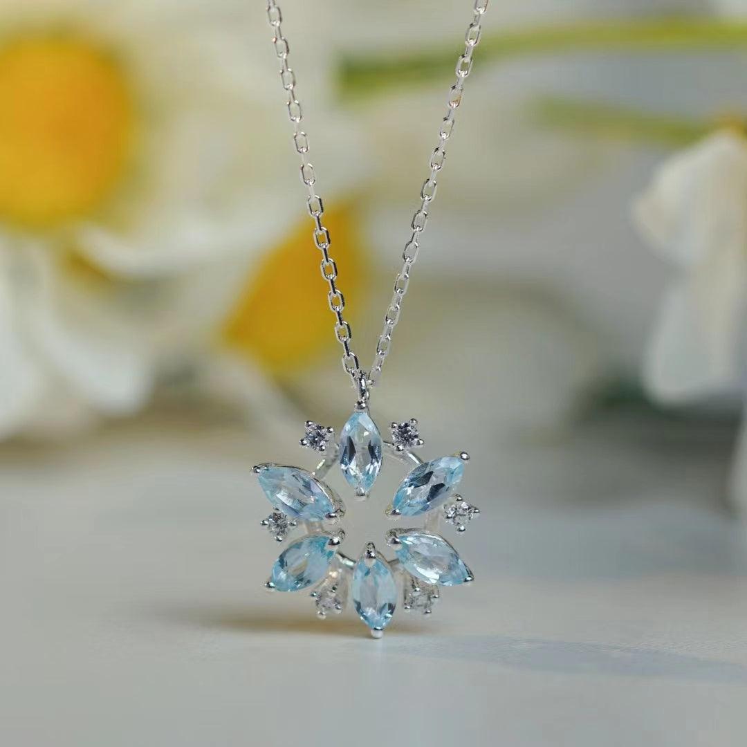 夏の雪の結晶ハンドメイドS925シルバーネックレス