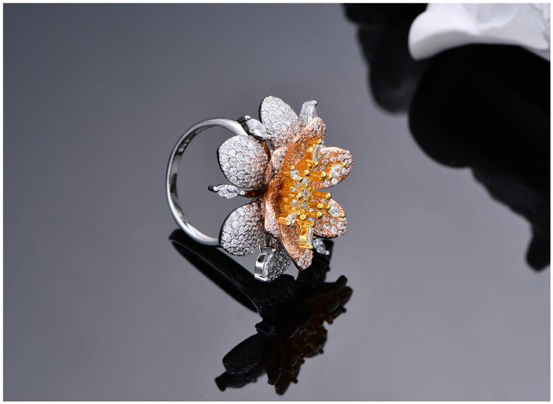 Zircon Flower Handmade Series S925 Sterling Silver Ring