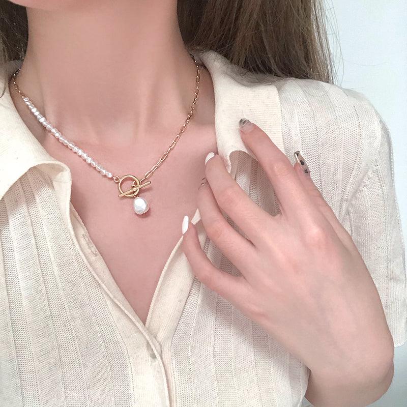 Classic Irregular Half Pearl Half Strand Freshwater Pearl Necklace