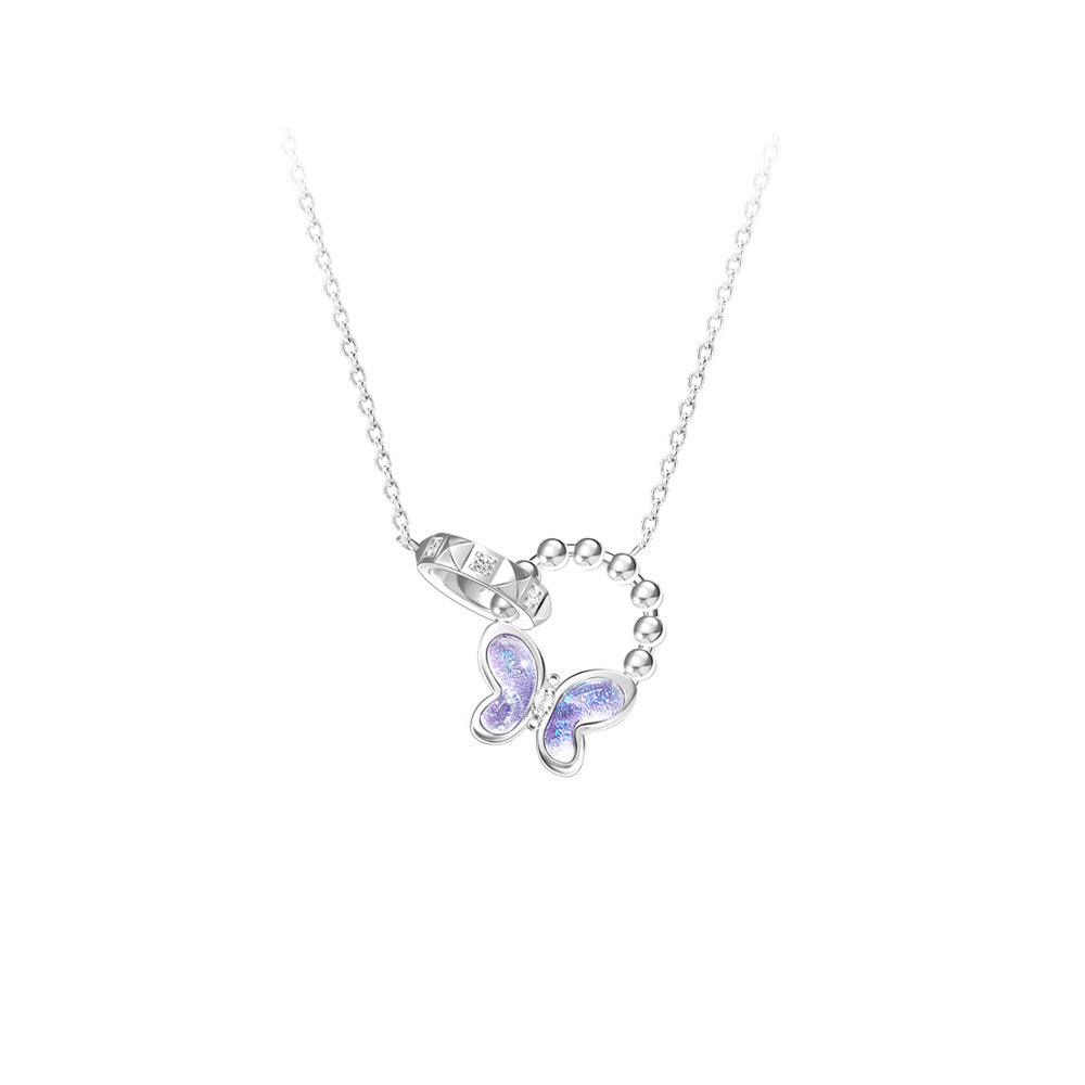 Aurora Series Butterfly Pendant S925 Sterling Silver Necklace