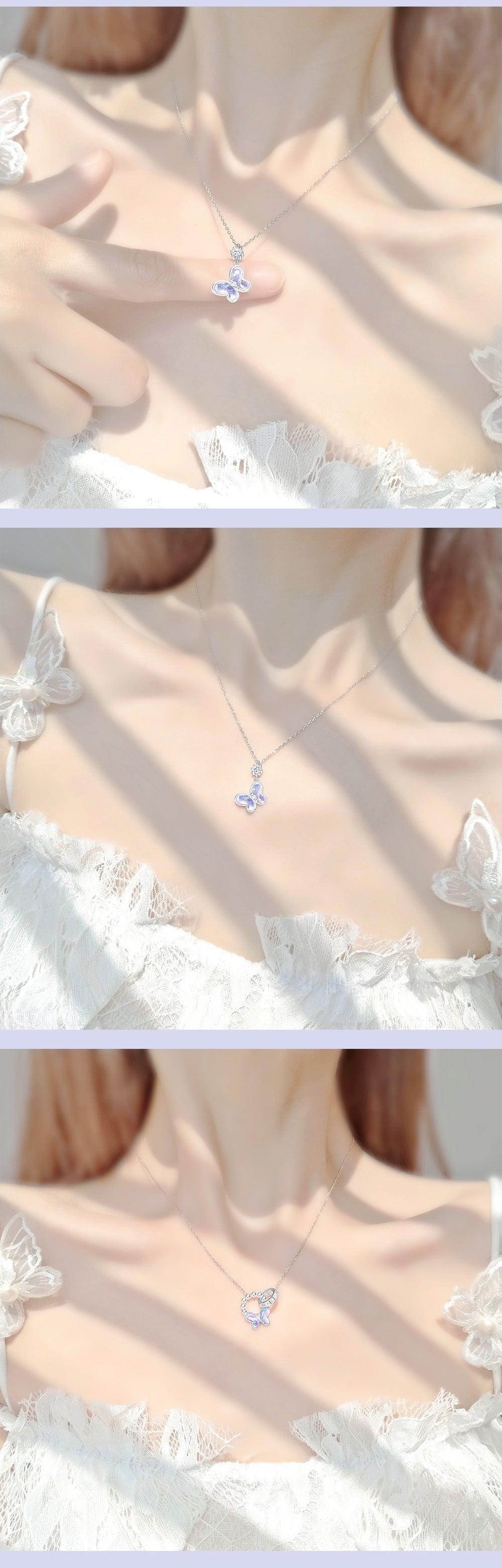 Aurora Series Butterfly Pendant S925 Sterling Silver Necklace