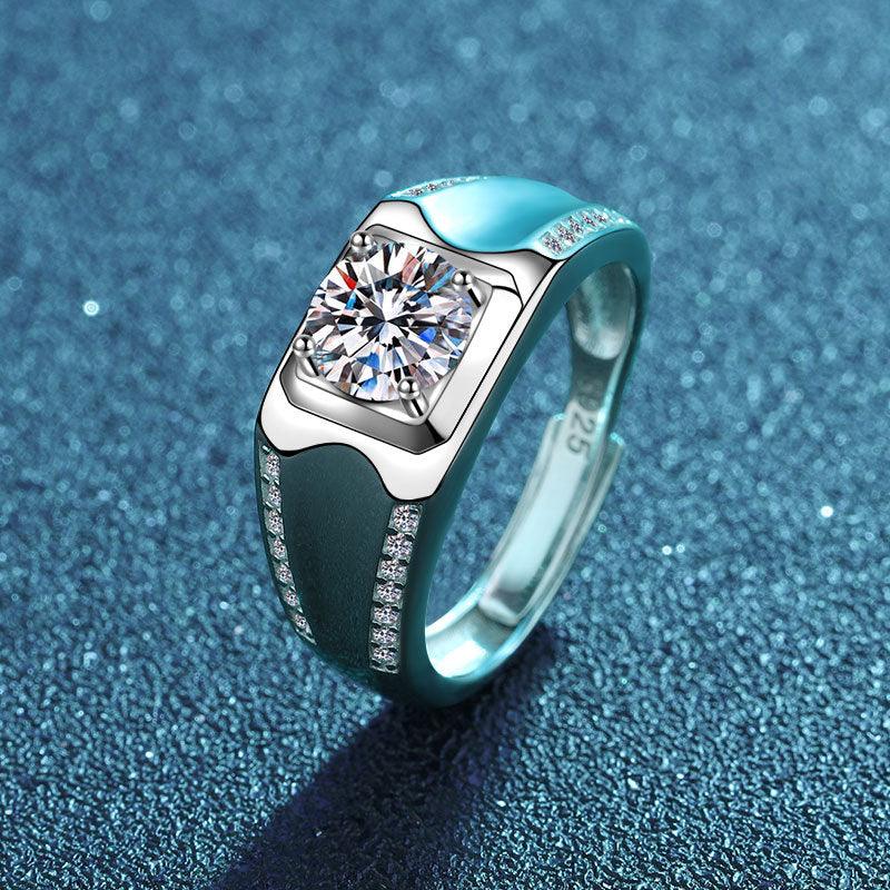 Domineering One Carat Zircon S925 Sterling Silver Ring-BlingRunway