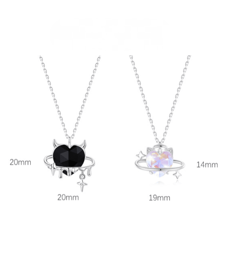 Aurora Series Devil Star Angel Heart Pendant S925 Sterling Silver Necklace