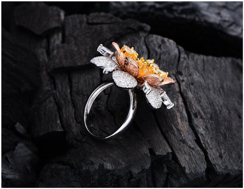Zircon Flower Handmade Series S925 Sterling Silver Ring