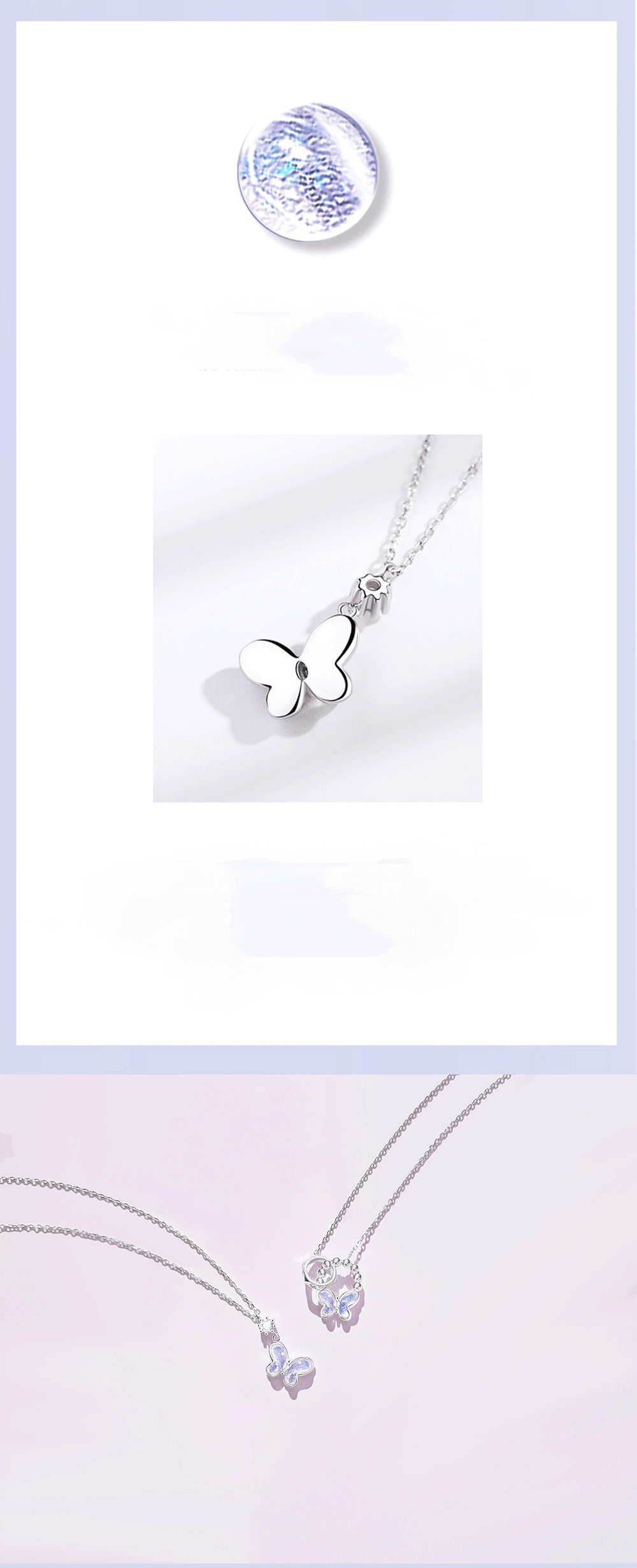 Aurora Series Butterfly Pendant S925 Sterling Silver Necklace