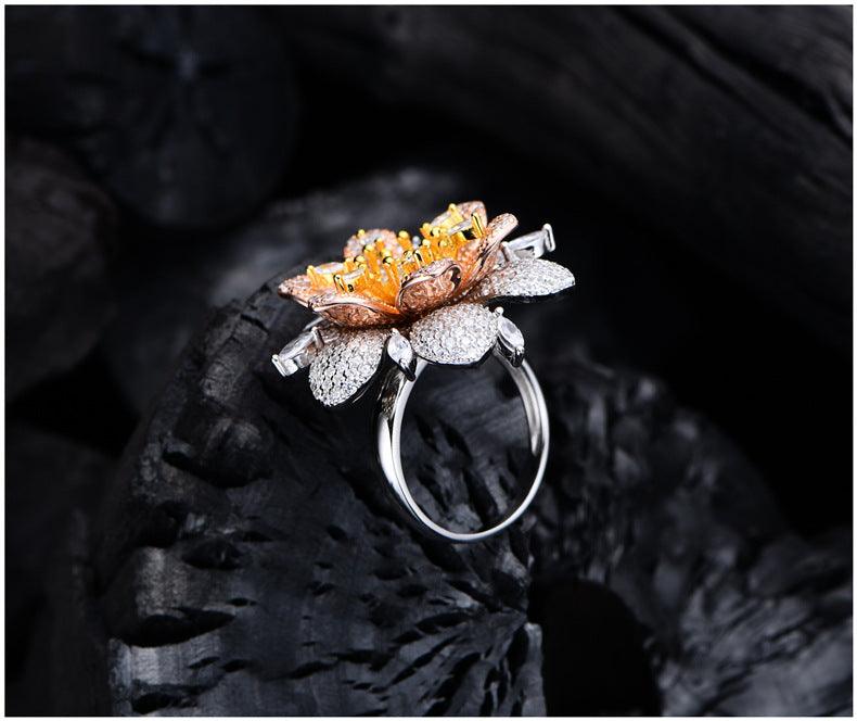 Zircon Flower Handmade Series S925 Sterling Silver Ring