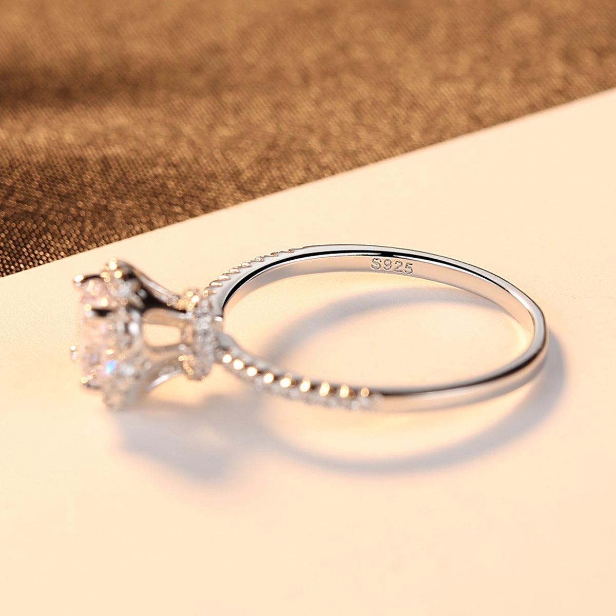 Luxurious Classic Flower Handmade Silver Ring-BlingRunway