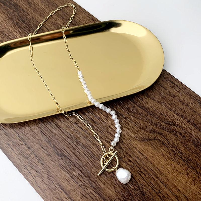 Classic Irregular Half Pearl Half Strand Freshwater Pearl Necklace