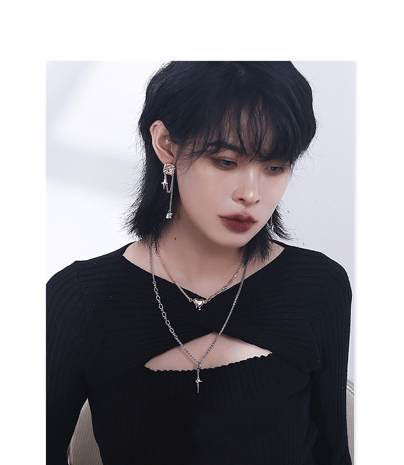 Heart Four-pointed Star Layered Fashion Necklace