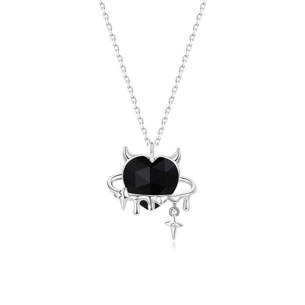 Aurora Series Devil Star Angel Heart Pendant S925 Sterling Silver Necklace