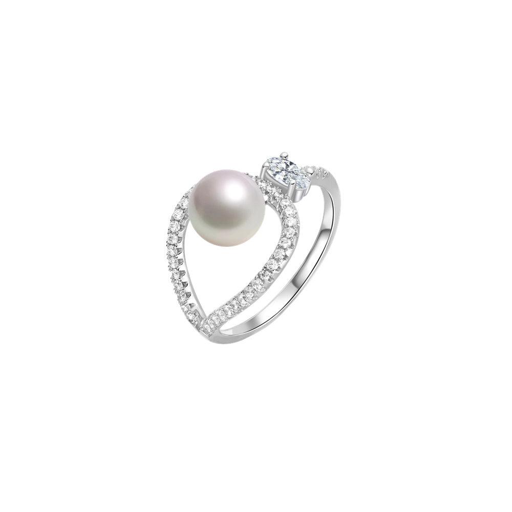 Inlaid pearl handmade series S925 silver ring-BlingRunway