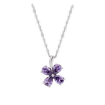 Purple Clover Pendant S925 Sterling Silver Necklace