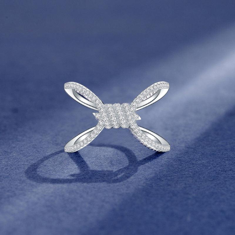 Cross Rope Knot Handmade Collection S925 Sterling Silver Ring-BlingRunway