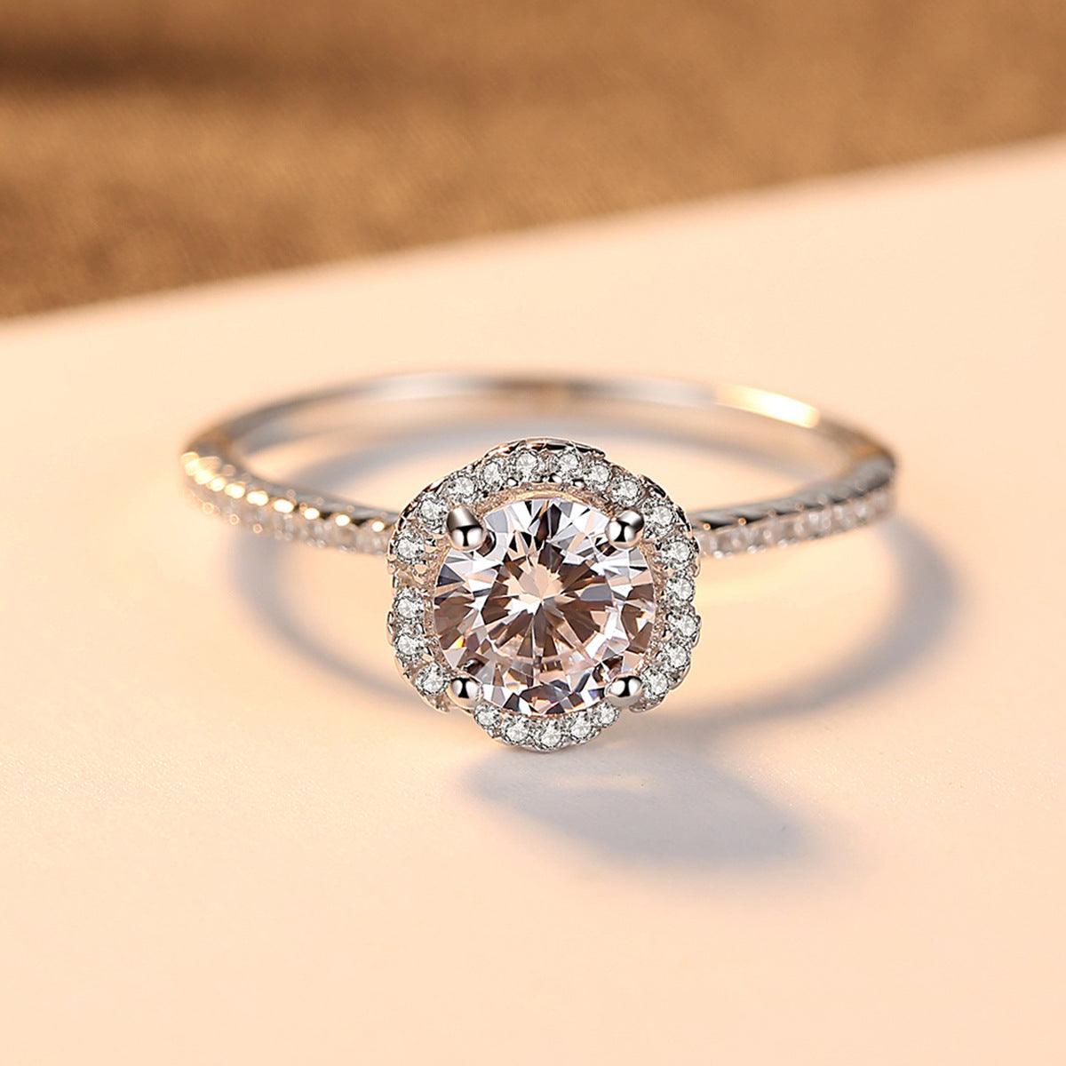 Luxurious Classic Flower Handmade Silver Ring-BlingRunway