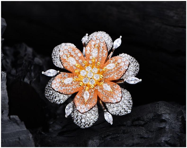 Zircon Flower Handmade Series S925 Sterling Silver Ring