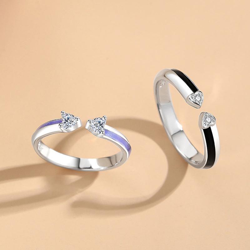 Simple Heart S925 Sterling Silver Couple Ring