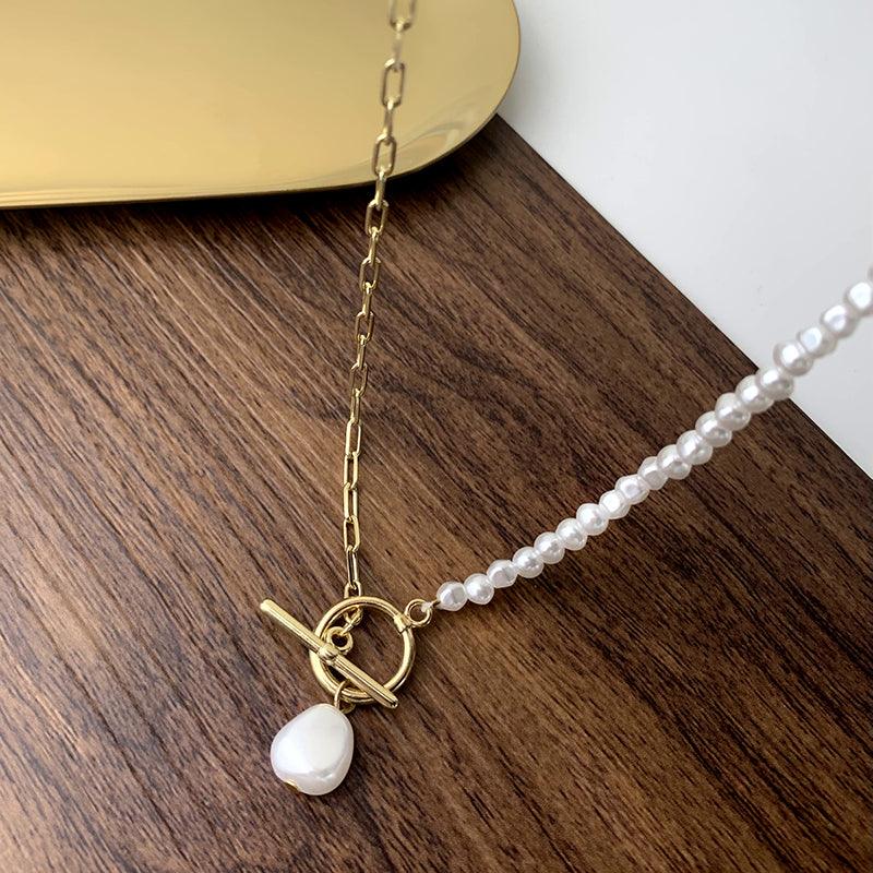 Classic Irregular Half Pearl Half Strand Freshwater Pearl Necklace