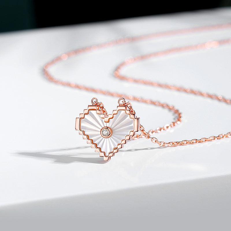 Mosaic Heart Pendant S925 Sterling Silver Necklace
