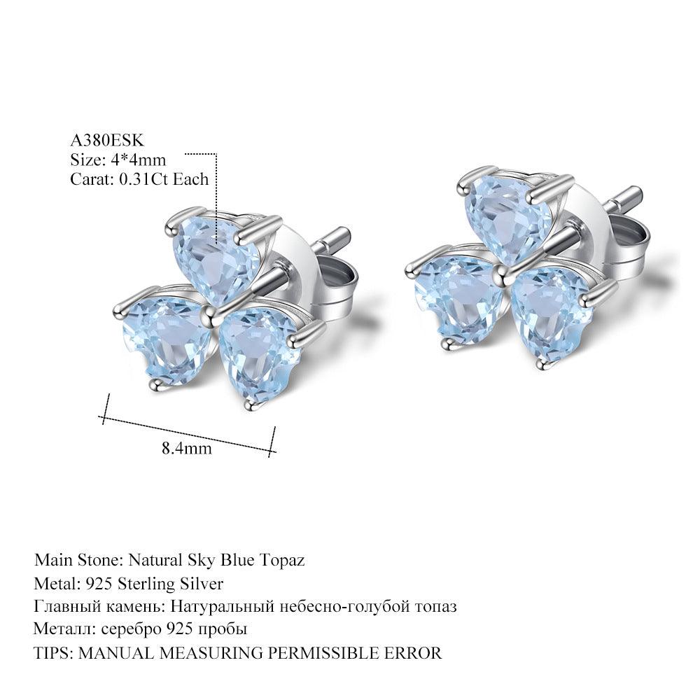 Petal Heart S925 Sterling Silver Natural Amethyst Stud Earrings
