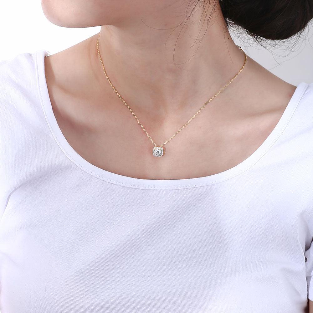 Classic Shining Square Zircon Handmade Series S925 Sterling Silver Necklace
